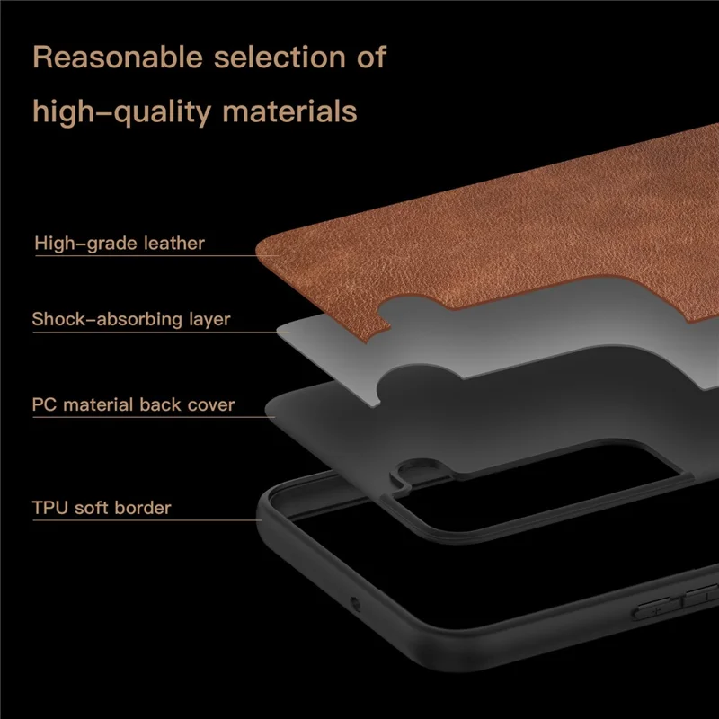 For Samsung Galaxy S23 Phone Case Retro Style Solid Color PU Leather Coated TPU+PC Phone Cover - Brown