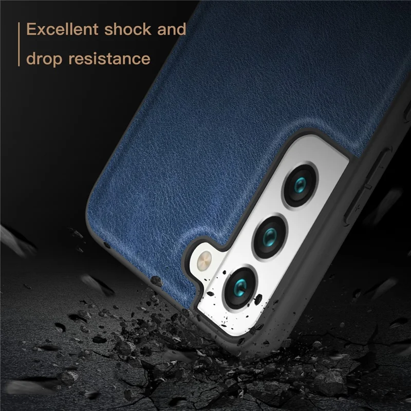 For Samsung Galaxy S23 Phone Case Retro Style Solid Color PU Leather Coated TPU+PC Phone Cover - Brown