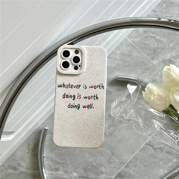 Для Iphone 14 Pro Eco-friendyly Pheat Srate Chace Case Simply English Letters Degradable Cover Cover Shell