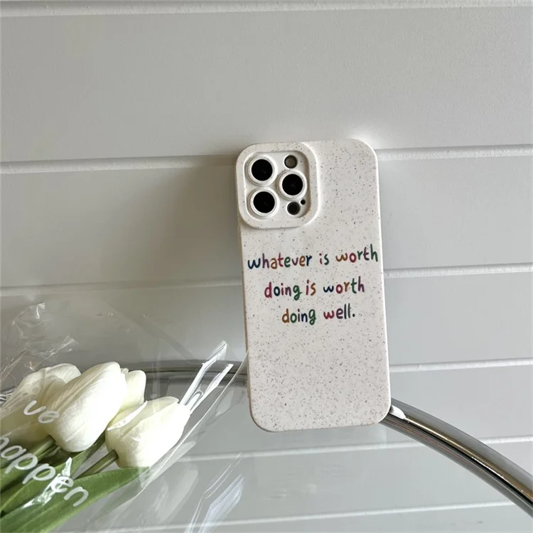 Для Iphone 14 Pro Eco-friendyly Pheat Srate Chace Case Simply English Letters Degradable Cover Cover Shell