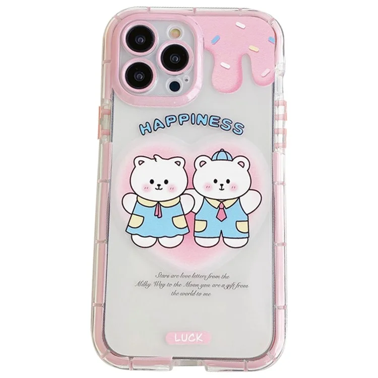 Para Iphone 13 Pro Max 6.7 Pulgadas Noctilucente Marco Lumino Case de Teléfono TPU Fall Protection Tapa Trasera - Rosa / Llevar