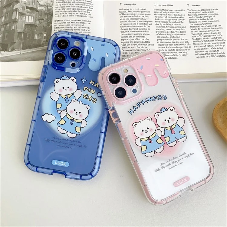 Para Iphone 13 Pro Max 6.7 Pulgadas Noctilucente Marco Lumino Case de Teléfono TPU Fall Protection Tapa Trasera - Rosa / Llevar