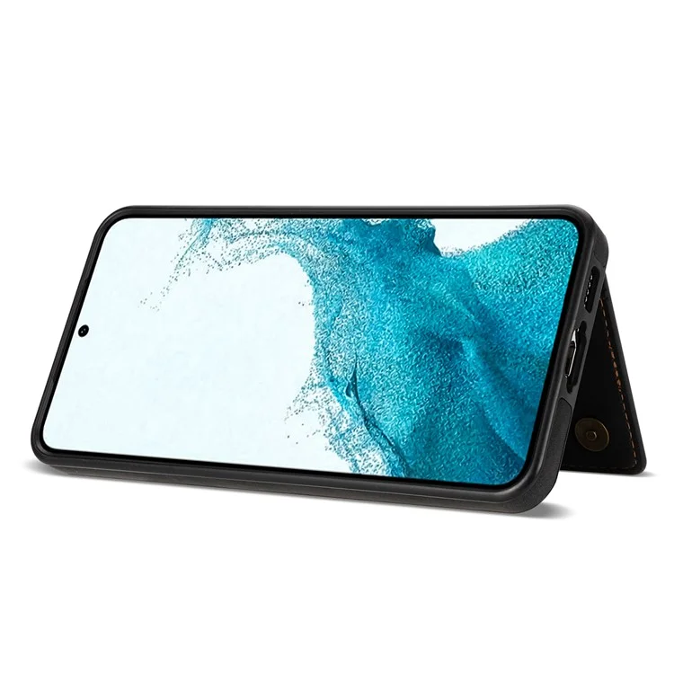 Per Samsung Galaxy S23 Case TPU Rivestito in Pelle PU Con Guscio di Copertura Del Telefono Antidrop Sul Portafoglio Tascabile Con Cerniera - Nero