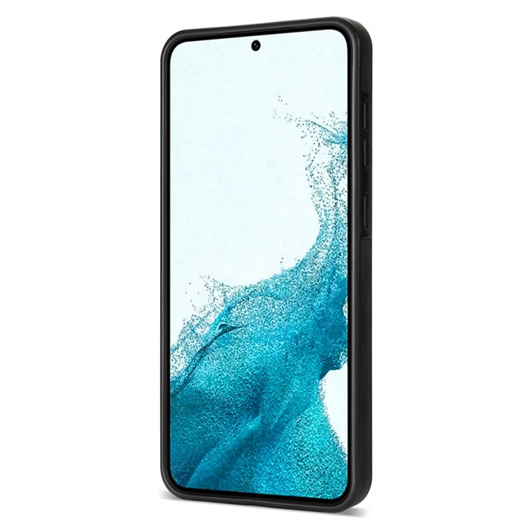 For Samsung Galaxy S23+ Zipper Pocket PU Leather Coated TPU Case Kickstand Wallet Phone Cover - Black