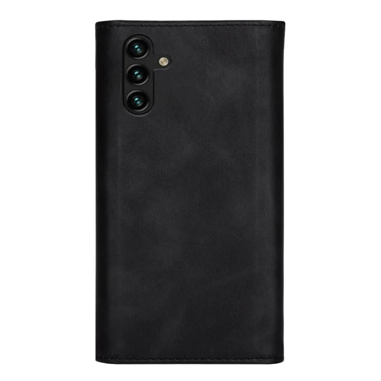 For Samsung Galaxy A54 5G Zipper Pocket Skin-touch Feeling Flip Leather Wallet Case Stand Shockproof Phone Cover with Short + Long Strap - Black