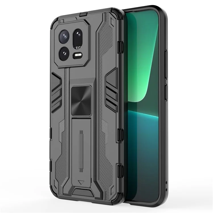 Para Xiaomi 13 5G Funda Rígida de PC Suave de TPU Absorción de Golpes Soporte de Teléfono Cubierta de Concha - Negro