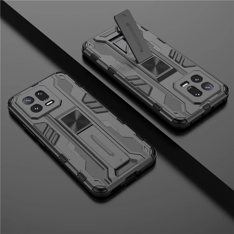 Para Xiaomi 13 5G Funda Rígida de PC Suave de TPU Absorción de Golpes Soporte de Teléfono Cubierta de Concha - Negro