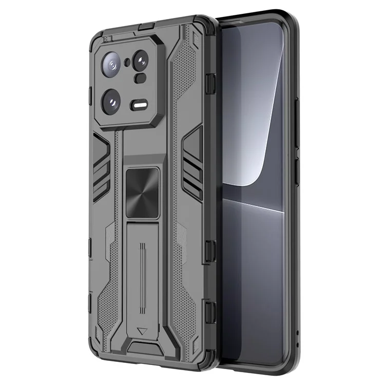 For Xiaomi 13 Pro 5G Hard PC Soft TPU Cell Phone Case Kickstand Drop-proof Back Cover - Black