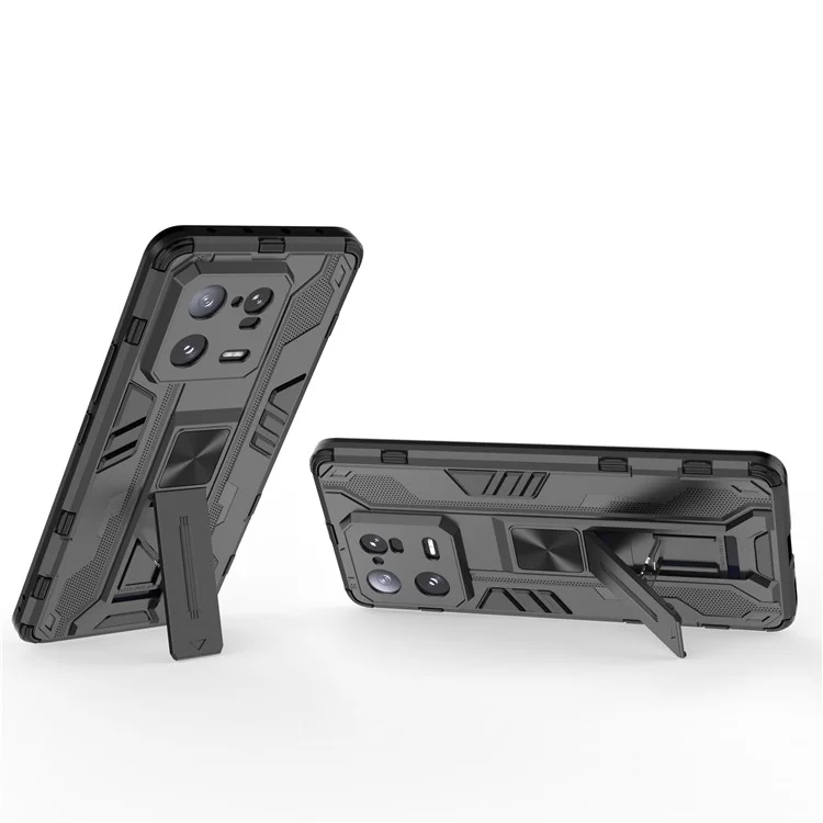 Para Xiaomi 13 Pro 5G Carcasa de teléfono móvil dura de PC y suave de TPU con soporte - Negro