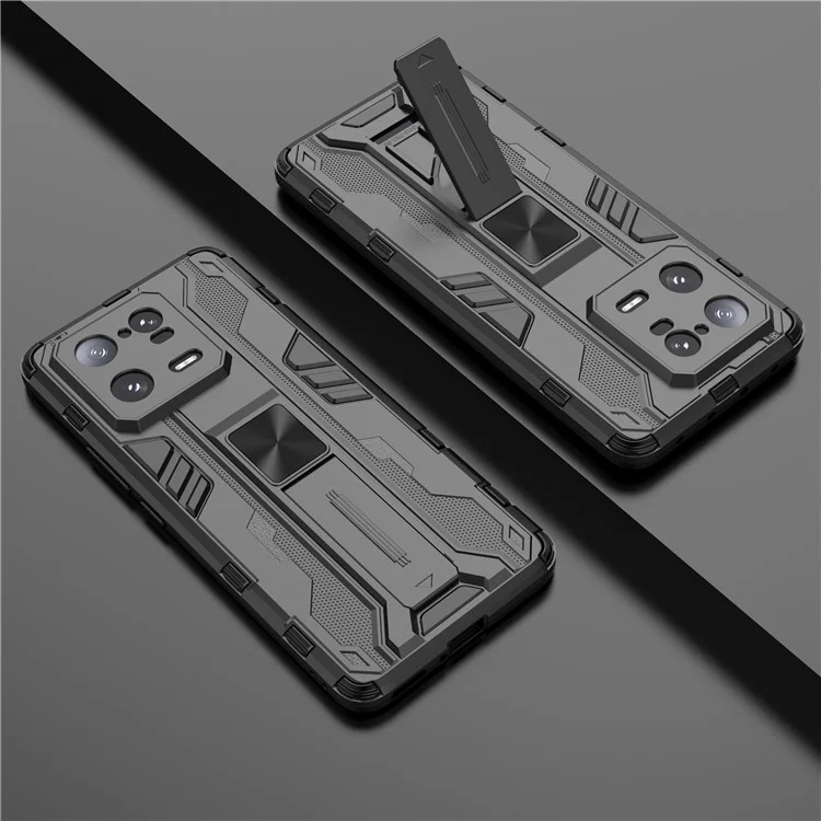 Para Xiaomi 13 Pro 5G Carcasa de teléfono móvil dura de PC y suave de TPU con soporte - Negro