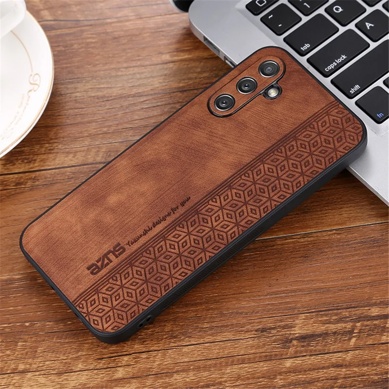 AZNS Para Samsung Galaxy A14 5G / A14 4G Capa Traseira de Telemóvel em PU Leather Revestida com TPU com Padrão Impresso Capa Protetora Anti-queda - Castanho