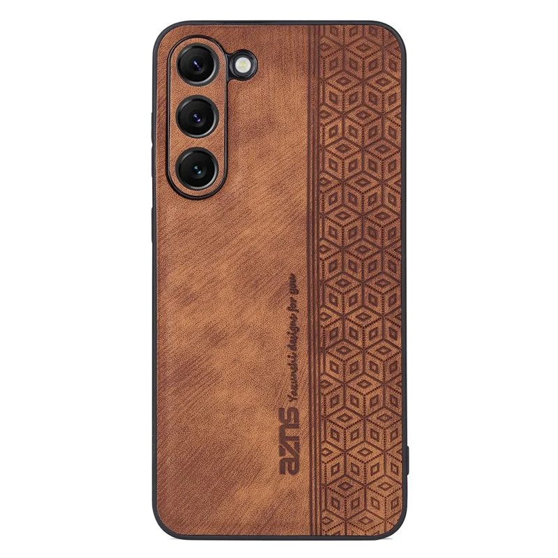 AZNS Imprinted Pattern Phone Case For Samsung Galaxy S23+, Anti-shock PU Leather Coated TPU Phone Back Cover - Brown