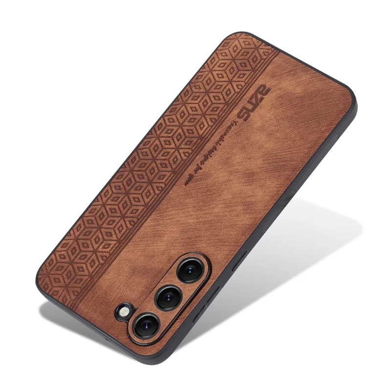AZNS Imprinted Pattern Phone Case For Samsung Galaxy S23+, Anti-shock PU Leather Coated TPU Phone Back Cover - Brown
