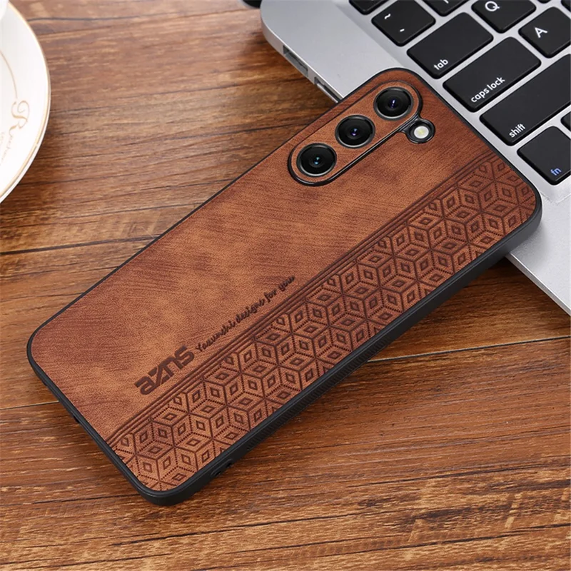 AZNS Imprinted Pattern Phone Case For Samsung Galaxy S23+, Anti-shock PU Leather Coated TPU Phone Back Cover - Brown