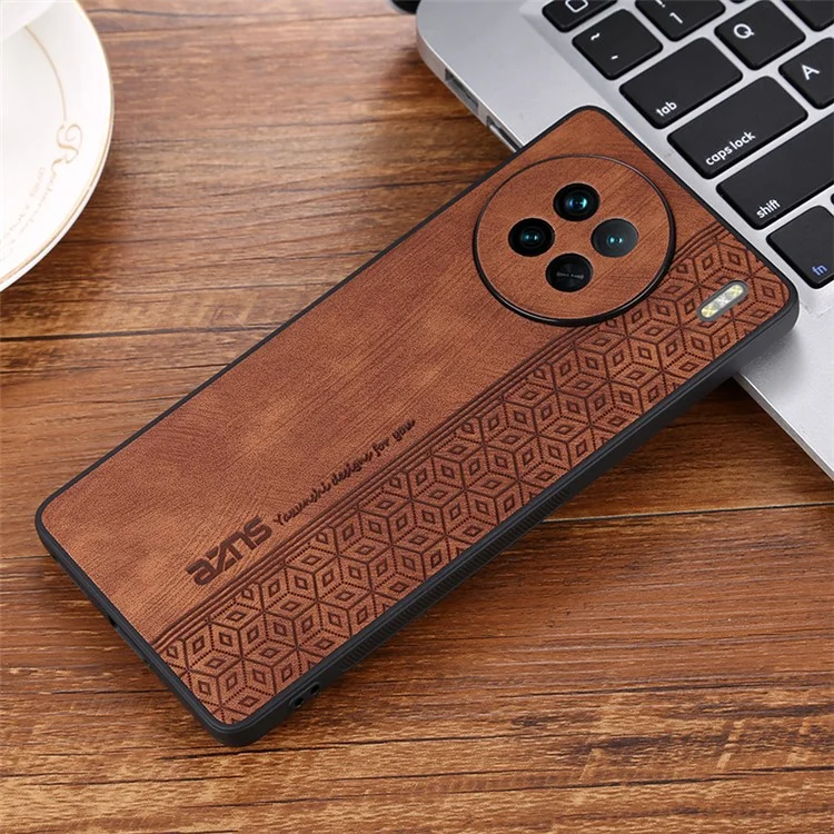 AZNS Para Vivo X90 5G Padrão Impresso Caixa Telefone Proteção Case Antila PU PU Comprela TPU Tape de Volta Foil - Castanho