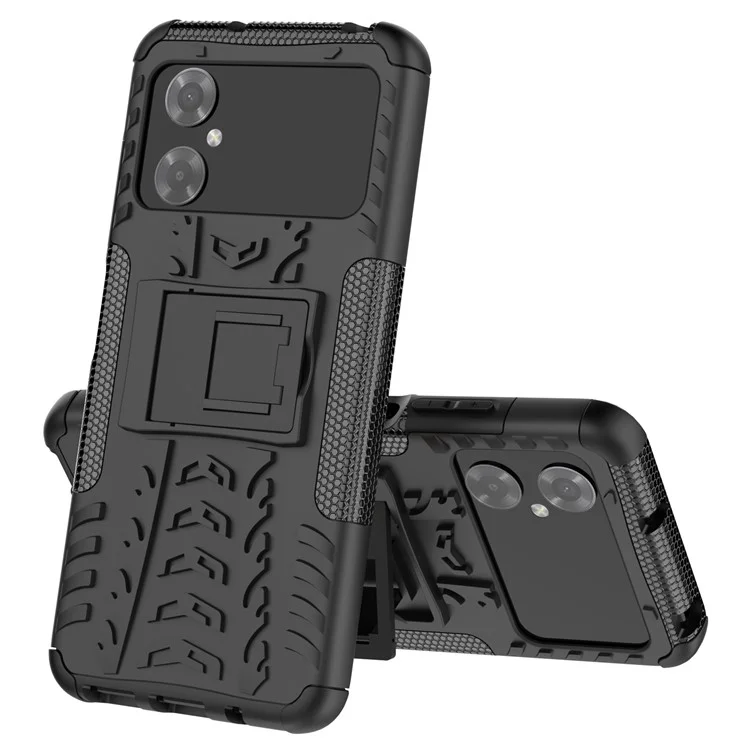 Per Xiaomi Poco M4 5G Style Style Cool Rugged Telefono Case Hard PC+TPU Kickstand Telefono Protettivo Cover - Nero