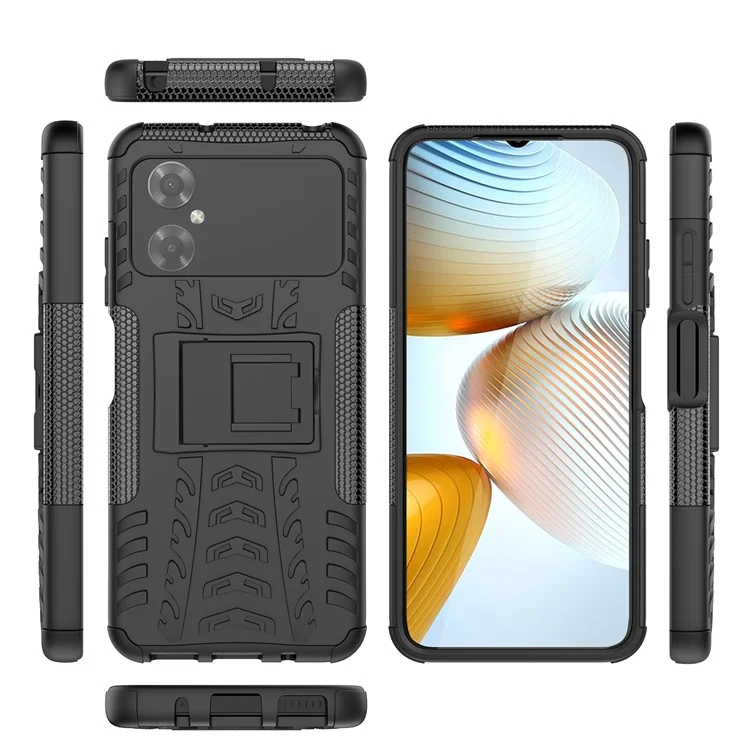 Per Xiaomi Poco M4 5G Style Style Cool Rugged Telefono Case Hard PC+TPU Kickstand Telefono Protettivo Cover - Nero
