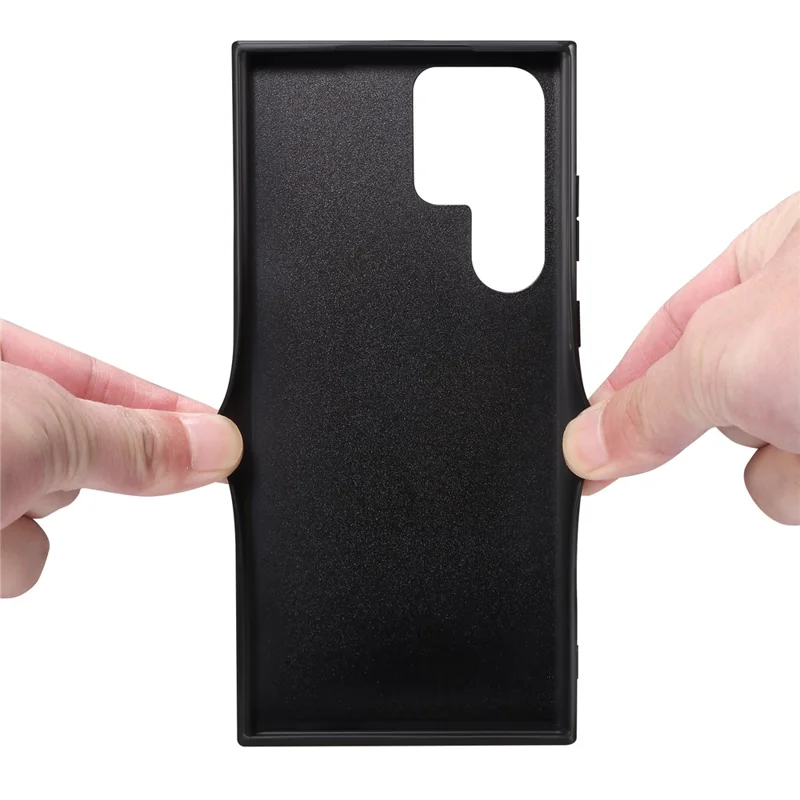 Denior Anti-fall Telefono Custodia Per Samsung Galaxy S23 Ultra PU Case TPU Rivestito in Pelle TPU Coperchio - Marrone