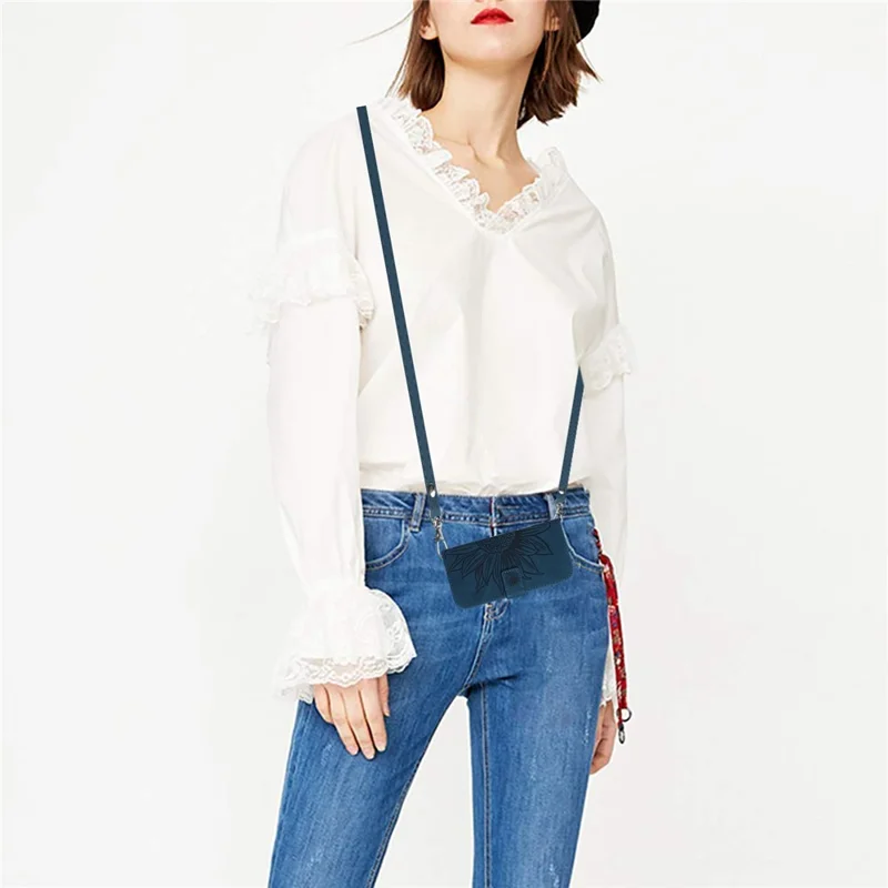 For Xiaomi 13 Pro 5G HT04 Phone Cover PU Leather Sunflower Imprinted Foldable Stand Wallet Skin-touch Feeling Phone Case with Shoulder Strap - Dark Blue