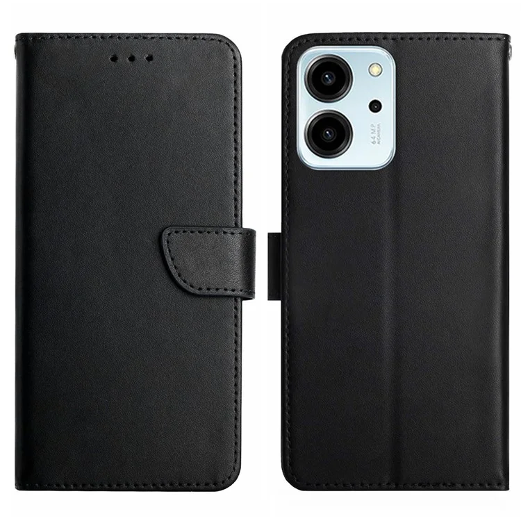 HT02 Nappa Texture Teléfono For Honor 80 SE 5G, Funda de Billetera a Prueba de Choque Magnetic Clap Flip Telephip Cover - Negro