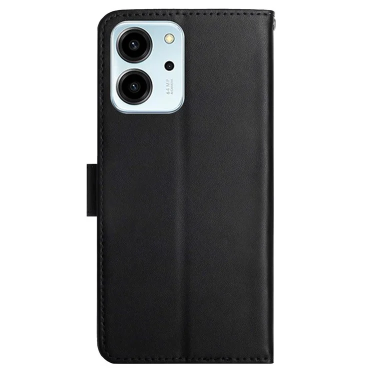 HT02 Nappa Texture Teléfono For Honor 80 SE 5G, Funda de Billetera a Prueba de Choque Magnetic Clap Flip Telephip Cover - Negro