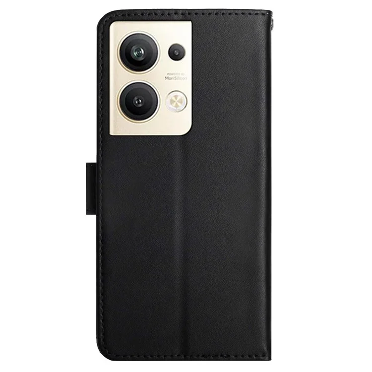 Capa de Telefone de Couro Genuíno HT02 Para Oppo Reno9 Pro+ 5g, Nappa Textura Carteira Tampa Protetora - Preto