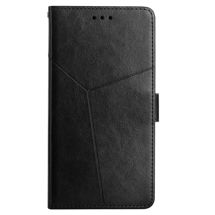 Ht01 Para Honor 80 SE 5G Líneas en Forma de y Impresas Funda de la Carcasa Del Teléfono PU PU Cubierta de Teléfono de Cuero PU - Negro
