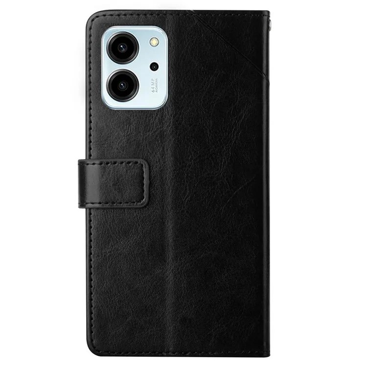 Ht01 Para Honor 80 SE 5G Líneas en Forma de y Impresas Funda de la Carcasa Del Teléfono PU PU Cubierta de Teléfono de Cuero PU - Negro