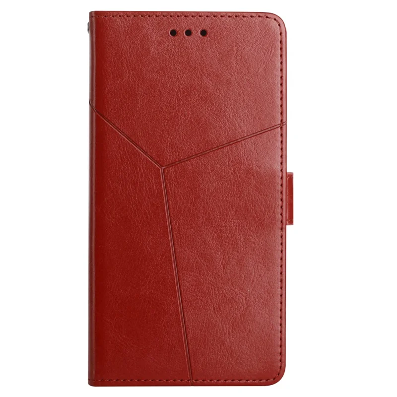 HT01 For Honor 80 Pro 5G PU Leather Phone Case Imprinted Y-Shaped Lines Phone Cover Wallet Foldable Stand Shell with Strap - Brown