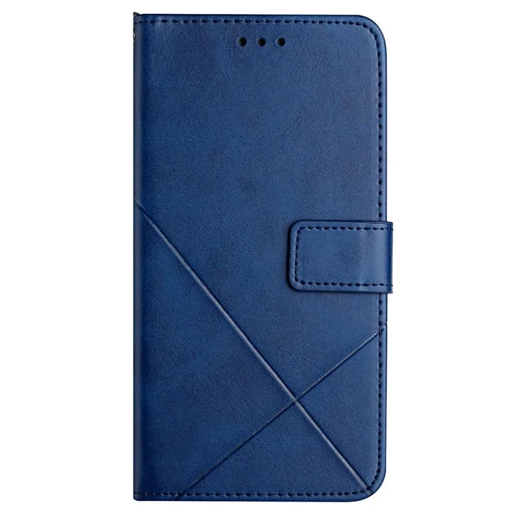 Pour Samsung Galaxy A54 5G Line Imprinting Solid Color PU Leather Wallet Stand Case Full Protection Phone Cover with Strap - Blue