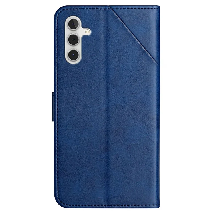 Pour Samsung Galaxy A54 5G Line Imprinting Solid Color PU Leather Wallet Stand Case Full Protection Phone Cover with Strap - Blue