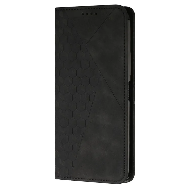 Per Samsung Galaxy A54 5G Skin-touch Feeling Impresso Rhombus Pattern PU Leather Flip Wallet Case Stand Magnetic Phone Cover - Nero