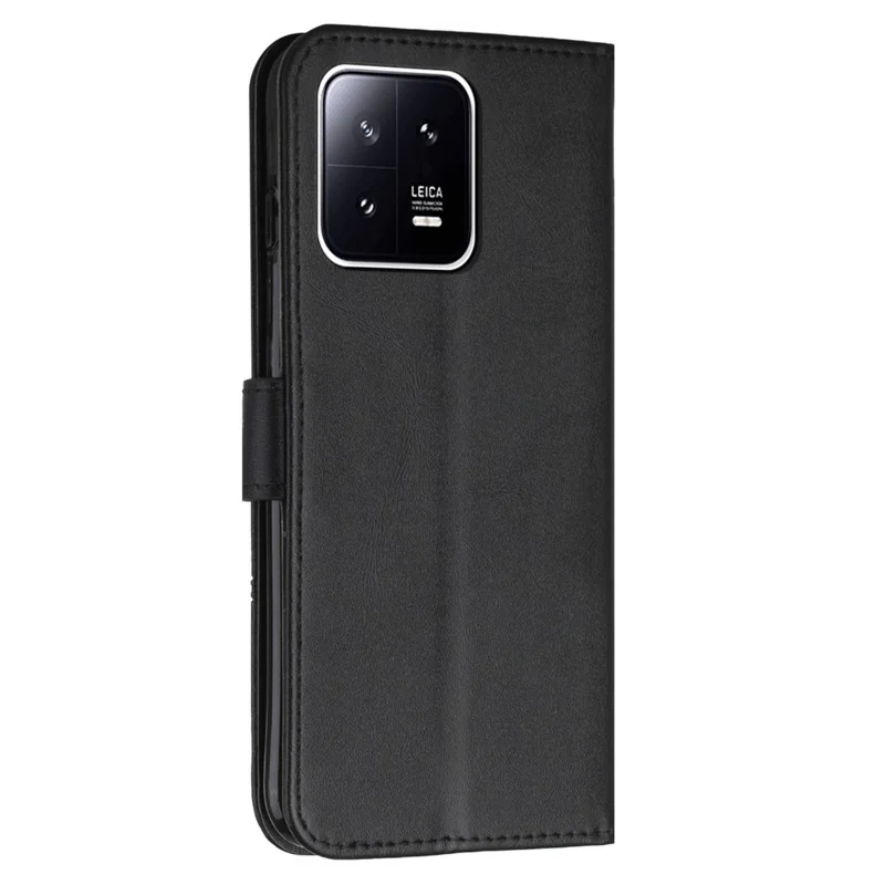 Til Xiaomi 13 5G Syning Slags PU Læder Magnetisk Knap Foldbar Stående Cover Wallet Indpræget Linje Telefonbeskyttelse - Sort