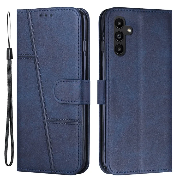 Para Samsung Galaxy A54 5G Magnetic Clasp Wallet Phone Case Foldable Stand Stitching Imprinted Line PU Leather Cover - Safira