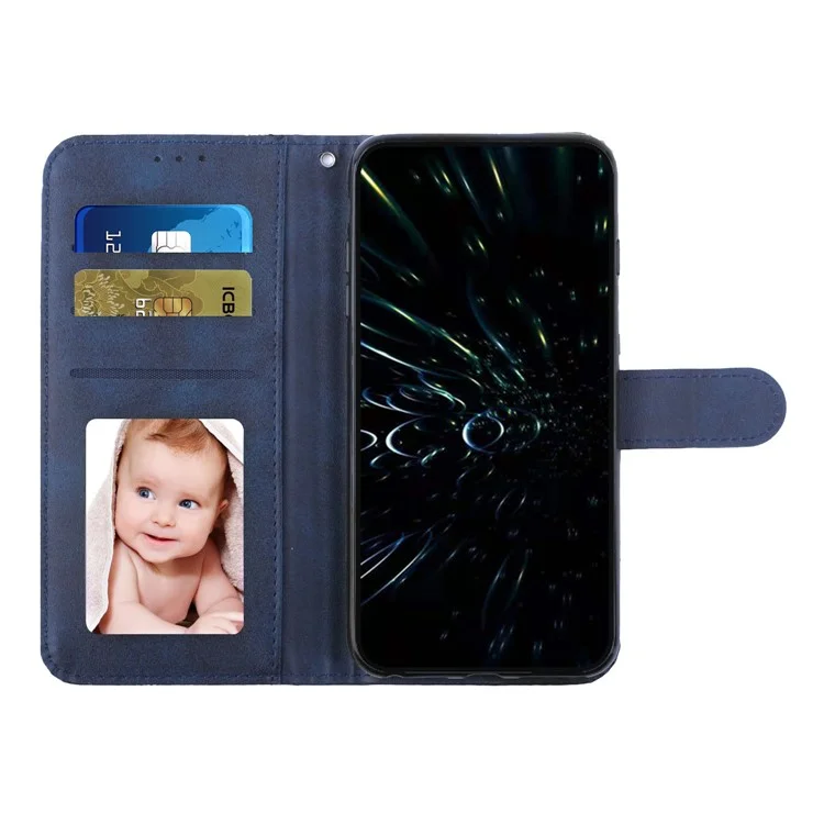 Para Samsung Galaxy A54 5G Magnetic Clasp Wallet Phone Case Foldable Stand Stitching Imprinted Line PU Leather Cover - Safira