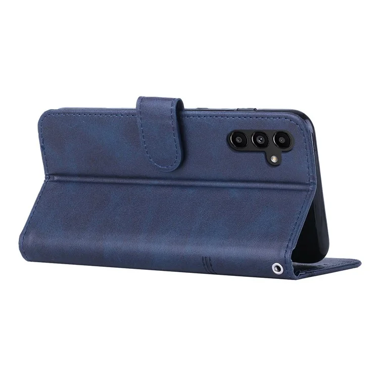 Para Samsung Galaxy A54 5G Magnetic Clasp Wallet Phone Case Foldable Stand Stitching Imprinted Line PU Leather Cover - Safira