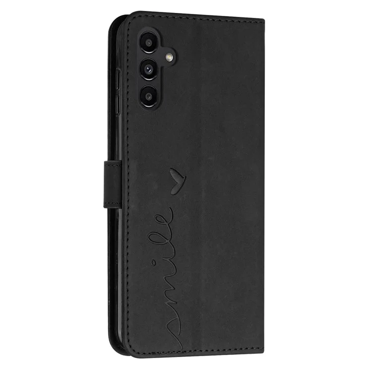 Per Samsung Galaxy A54 5G Supporto Hands-free Custodia Portafoglio in Pelle PU Flip Cover Impresso a forma di Cuore Sensazione di Tocco Pelle Antiurto Custodia per Telefono con Cinghia da Spalla - Nero