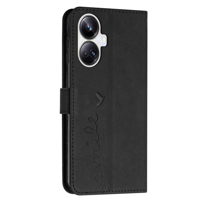 Per Realme 10 Pro+ 5g Resistente al Graffio Pullotto Pullotto Paformazione Custodia a Forma di Cuore Impostata Per la Sensazione Della Pelle Con Cinturino Con Cinturino - Nero