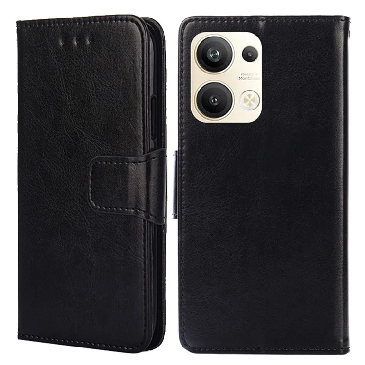 Para Oppo Reno9 Pro+ 5g Anti-arranhão Capa de Bolsa de Tampo de Barreta de Couro Texturizado de Proteção de Proteção Telefônica - Preto