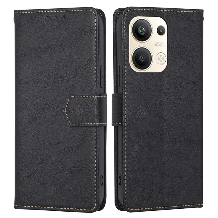 Para Oppo Reno9 Pro+ 5G Capa de Celular Caso PU Leather Anti-Poeira RFID Bloqueio Magnético Carteira Stand Folio Cover - Preto