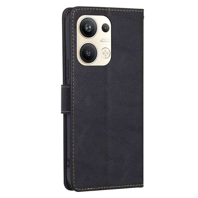 Para Oppo Reno9 Pro+ 5G Capa de Celular Caso PU Leather Anti-Poeira RFID Bloqueio Magnético Carteira Stand Folio Cover - Preto