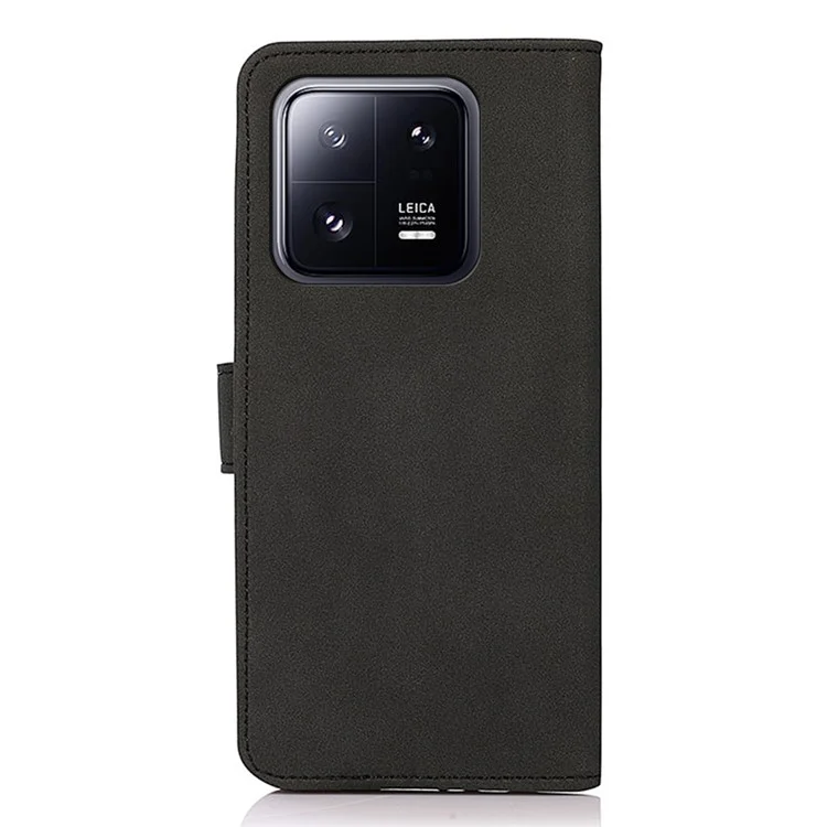 KHAZNEH Per Xiaomi 13 Pro 5G Anti-scratch Textured PU Leather Wallet Phone Case Foldable Stand Smartphone Cover - Nero