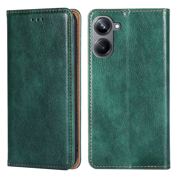 Pour Realme 10 Pro 5G Téléphone Stand Wallet Case PU Cuir+TPU Magnétique Auto-fermeture Antichoc Étui Protecteur - Vert