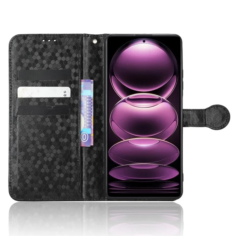 For Xiaomi Redmi Note 12 Pro 5G / 12 Pro Speed 5G / Poco X5 Pro 5G PU Leather Stand Wallet Cover with Strap / Note 12 Pro Speed 5G / Poco X5 Pro 5G Dot Pattern Imprinted PU Leather Full Protection Flip Folio Phone Case Wallet Stand Drop-proof Cover with Strap - Black