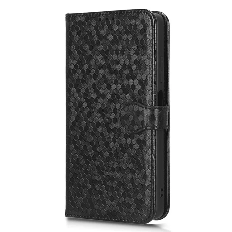 Para Xiaomi Redmi Note 12 Pro 5G Patrón de Punto Impreso PU Cuero PU Flip Folio Folio Folio Case de la Billetera Cubierta a Prueba de Caída Con Correa - Negro