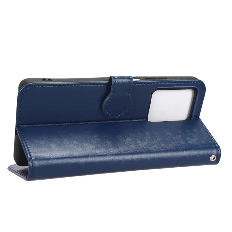 Para Xiaomi Redmi Note 12 Pro 5G Patrón de Punto Impreso PU Cuero PU Flip Folio Folio Folio Case de la Billetera Cubierta a Prueba de Caída Con Correa - Azul Oscuro
