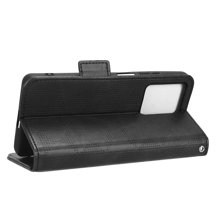 Anti-scratch Phone Cover for Xiaomi Redmi Note 12 Pro 5G / Note 12 Pro Speed 5G / Poco X5 Pro 5G , Shockproof PU Leather Imprinted Triangle Pattern Flip Phone Case Stand Wallet - Black