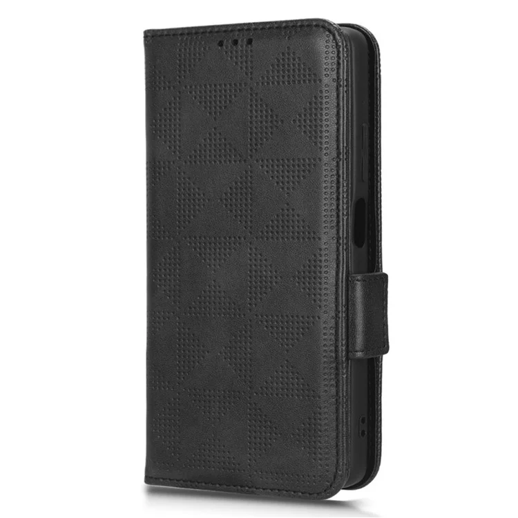 Anti-scratch Phone Cover for Xiaomi Redmi Note 12 Pro 5G / Note 12 Pro Speed 5G / Poco X5 Pro 5G , Shockproof PU Leather Imprinted Triangle Pattern Flip Phone Case Stand Wallet - Black