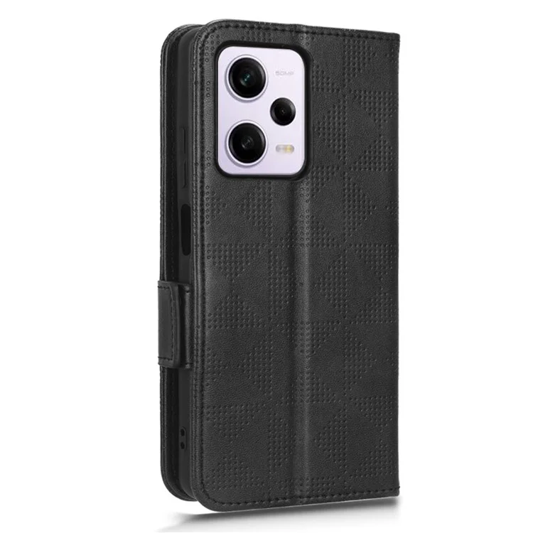 Anti-scratch Phone Cover for Xiaomi Redmi Note 12 Pro 5G / Note 12 Pro Speed 5G / Poco X5 Pro 5G , Shockproof PU Leather Imprinted Triangle Pattern Flip Phone Case Stand Wallet - Black