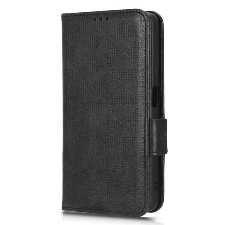 Pour Xiaomi Redmi Note 12 Pro + 5G Protection Complète Couvercle de Téléphone Portable Portefeuille pu Leather Triangle Pattern Triangle Flip Téléphone Boîtier - Noir
